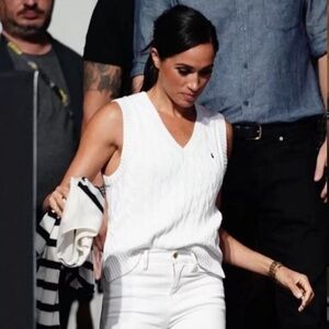 Polo Ralph Lauren White Cable Knit Women's Sweater Vest ASO Meghan Markle